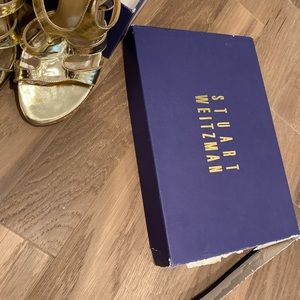 Stuart weitzman gold shoe with cork bottom